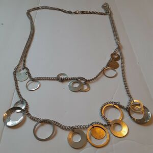 EsMor Silvertone Double Strand Necklace 28 Inches Long